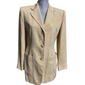 tan silk long line boyfriend blazer women size 6